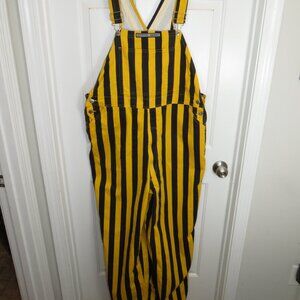 Game Bibs Adult LG Black And Gold Yellow Striped Overalls Pittsburgh Steelers